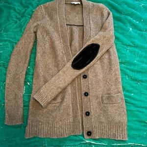 LOFT Brown Cardigan with Black Elbow Patches